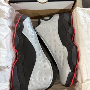 Jordan 13 reflective Black and Silver Sneakers with Red Accents size 9.5m